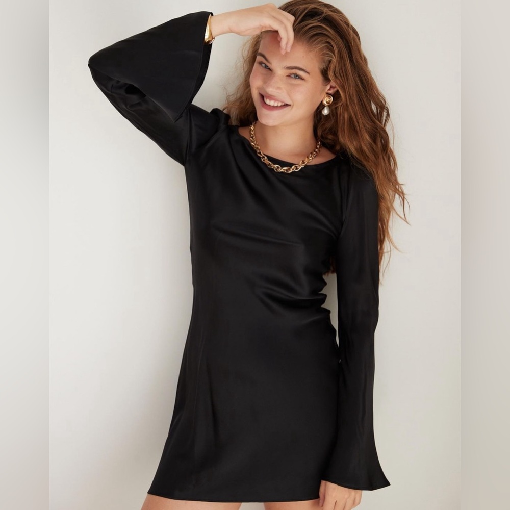 STONE COLD FOX SILK BELL SLEEVE BAISER DRESS